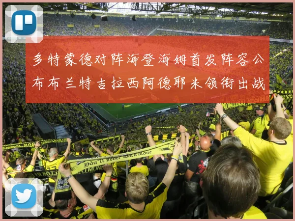 多特蒙德对阵海登海姆首发阵容公布布兰特吉拉西阿德耶米领衔出战